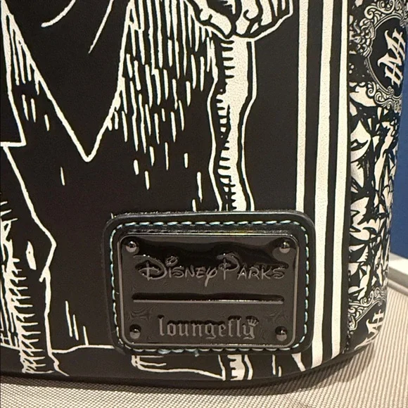 Loungefly Black and White Haunted Mansion Backpack!  Glows in the dark! NWT - Picture 4 of 7